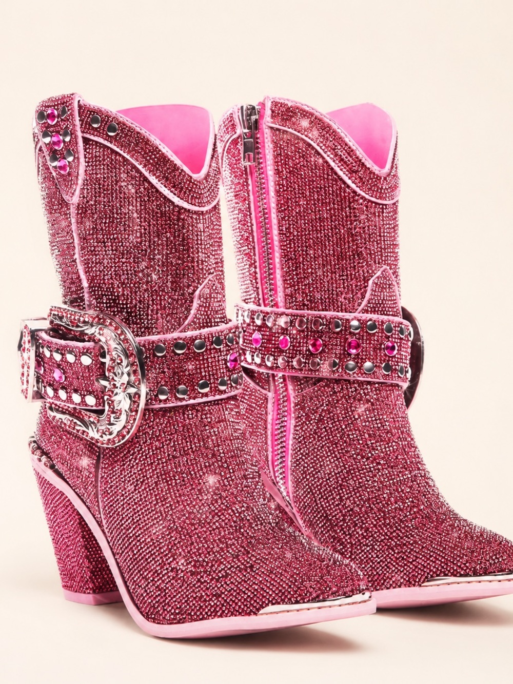 Club Exx Sheriff Shine Pink Rhinestone Cowboy Boots Size 8